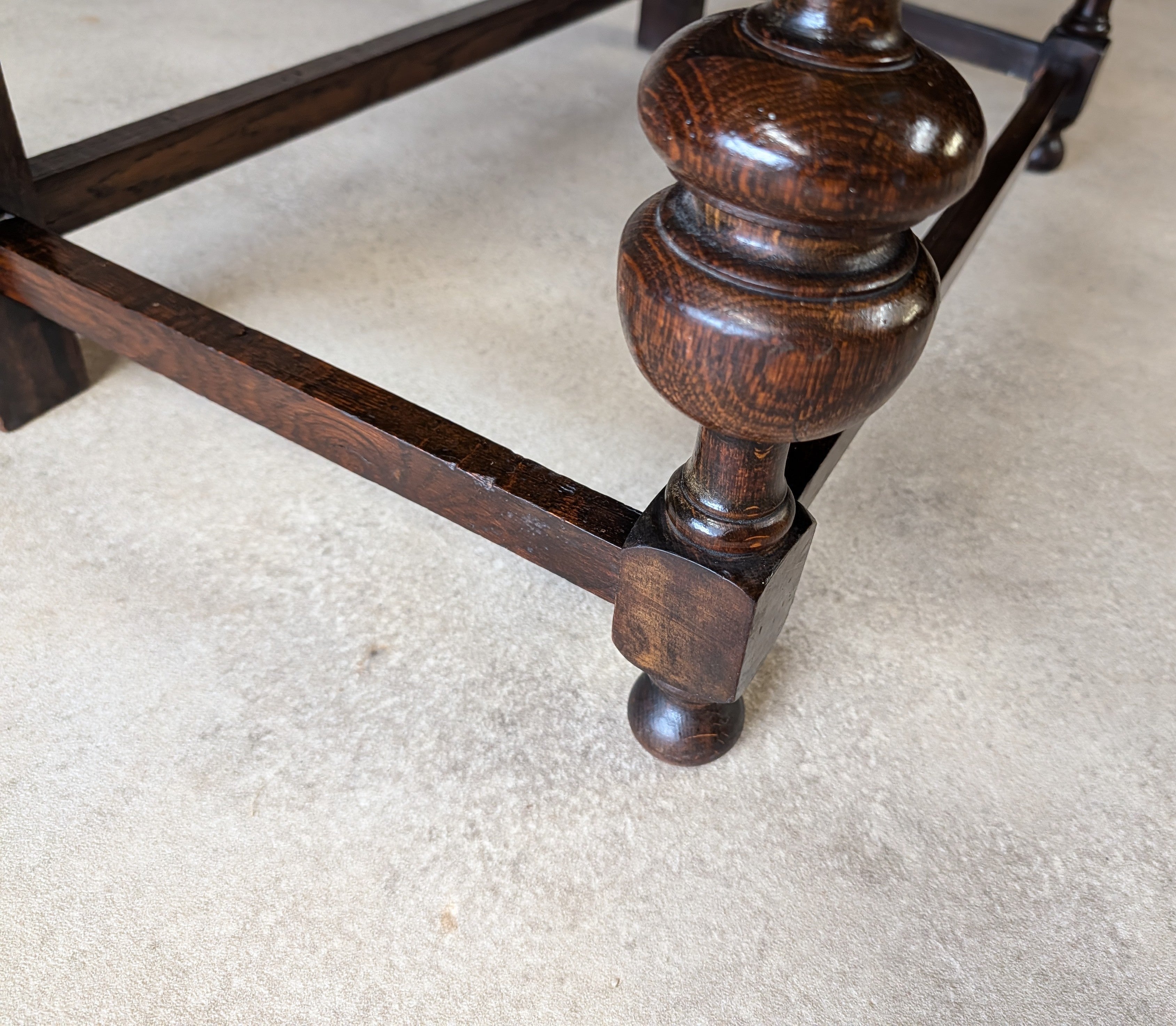 Antique Early 20th Century Jacobean Style Oak Bureau Drop Front Writing Desk