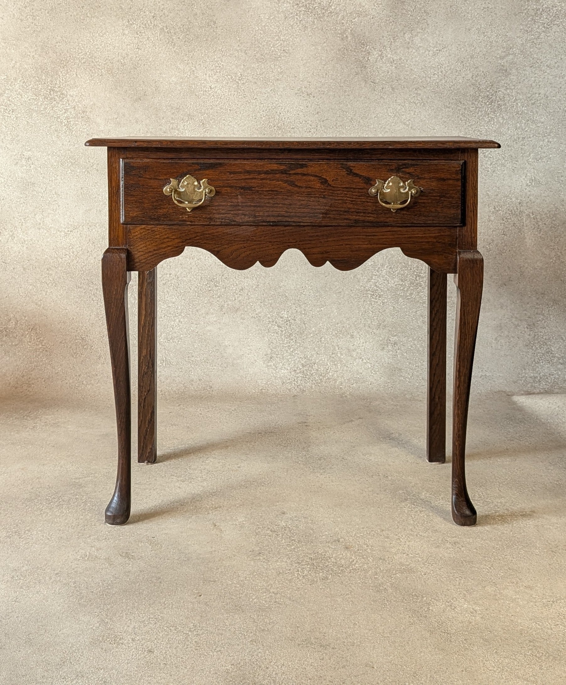 Georgian Style Oak Lowboy Side Table Vintage Queen Anne Style Hall Table
