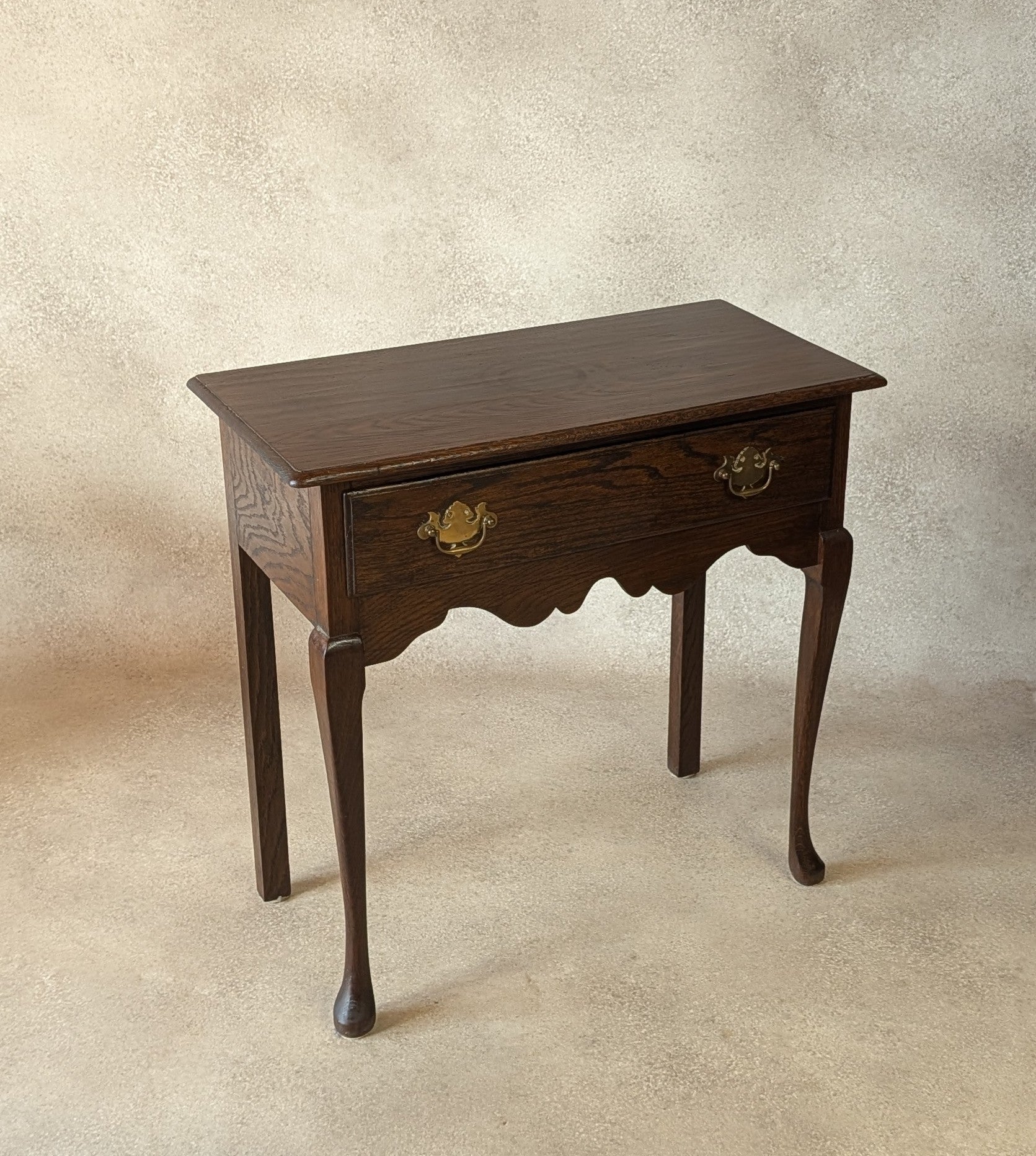 Georgian Style Oak Lowboy Side Table Vintage Queen Anne Style Hall Table