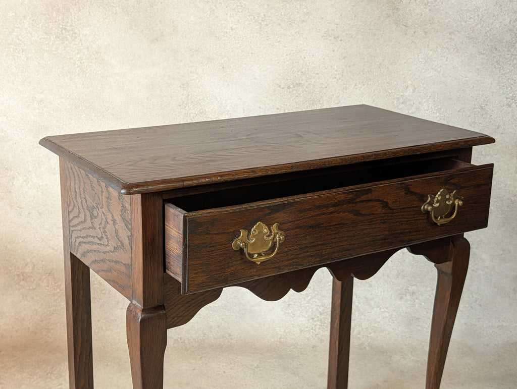 Georgian Style Oak Lowboy Side Table Vintage Queen Anne Style Hall Table