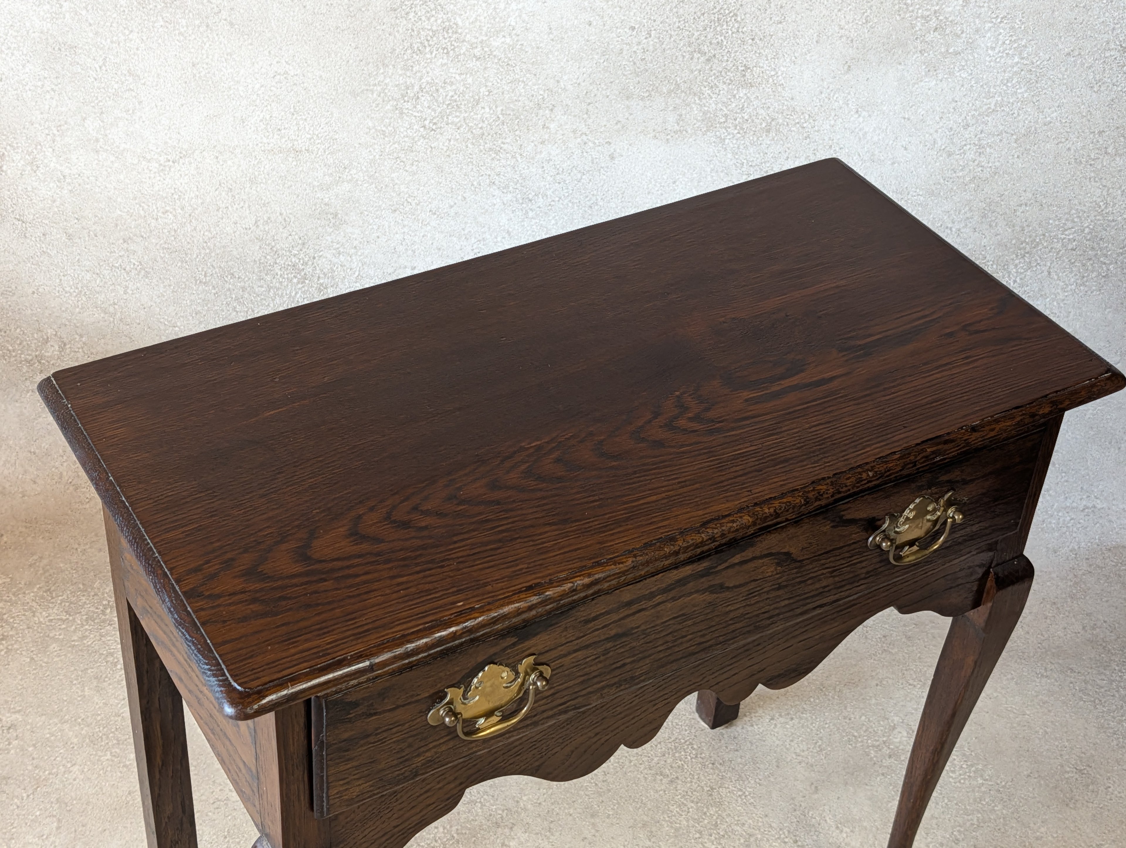 Georgian Style Oak Lowboy Side Table Vintage Queen Anne Style Hall Table
