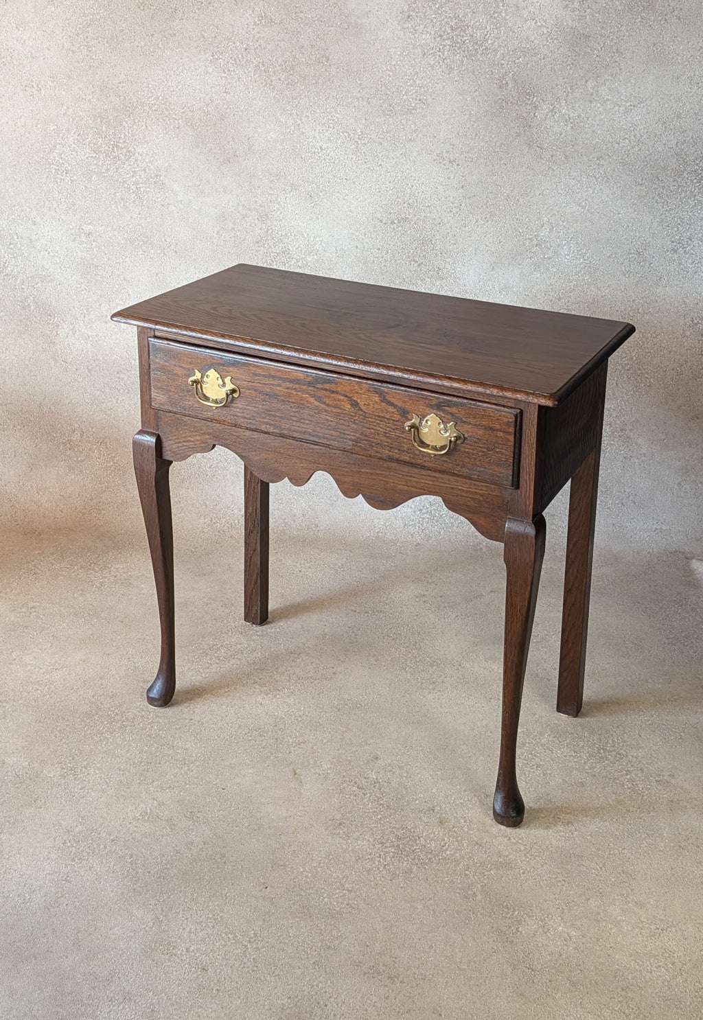 Georgian Style Oak Lowboy Side Table Vintage Queen Anne Style Hall Table