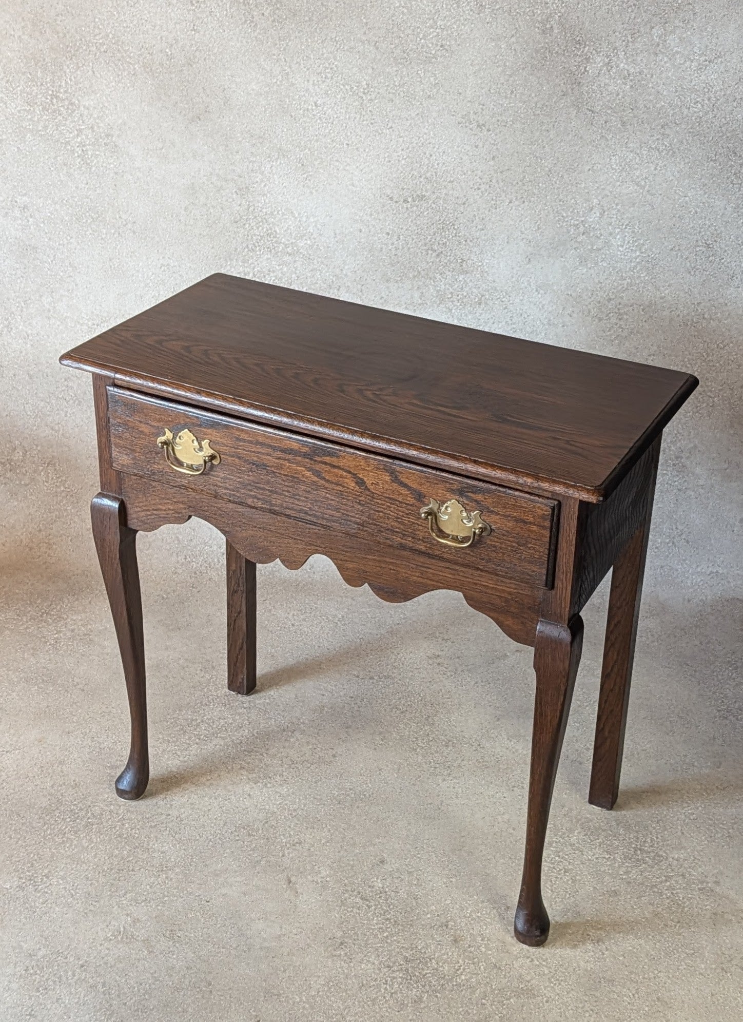Georgian Style Oak Lowboy Side Table Vintage Queen Anne Style Hall Table