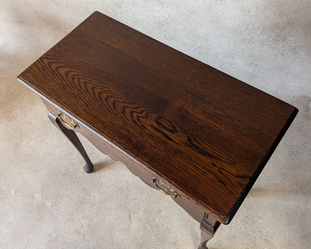 Georgian Style Oak Lowboy Side Table Vintage Queen Anne Style Hall Table