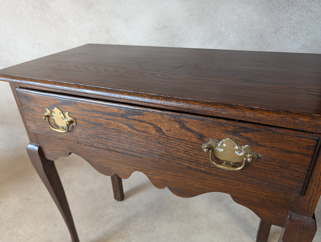 Georgian Style Oak Lowboy Side Table Vintage Queen Anne Style Hall Table