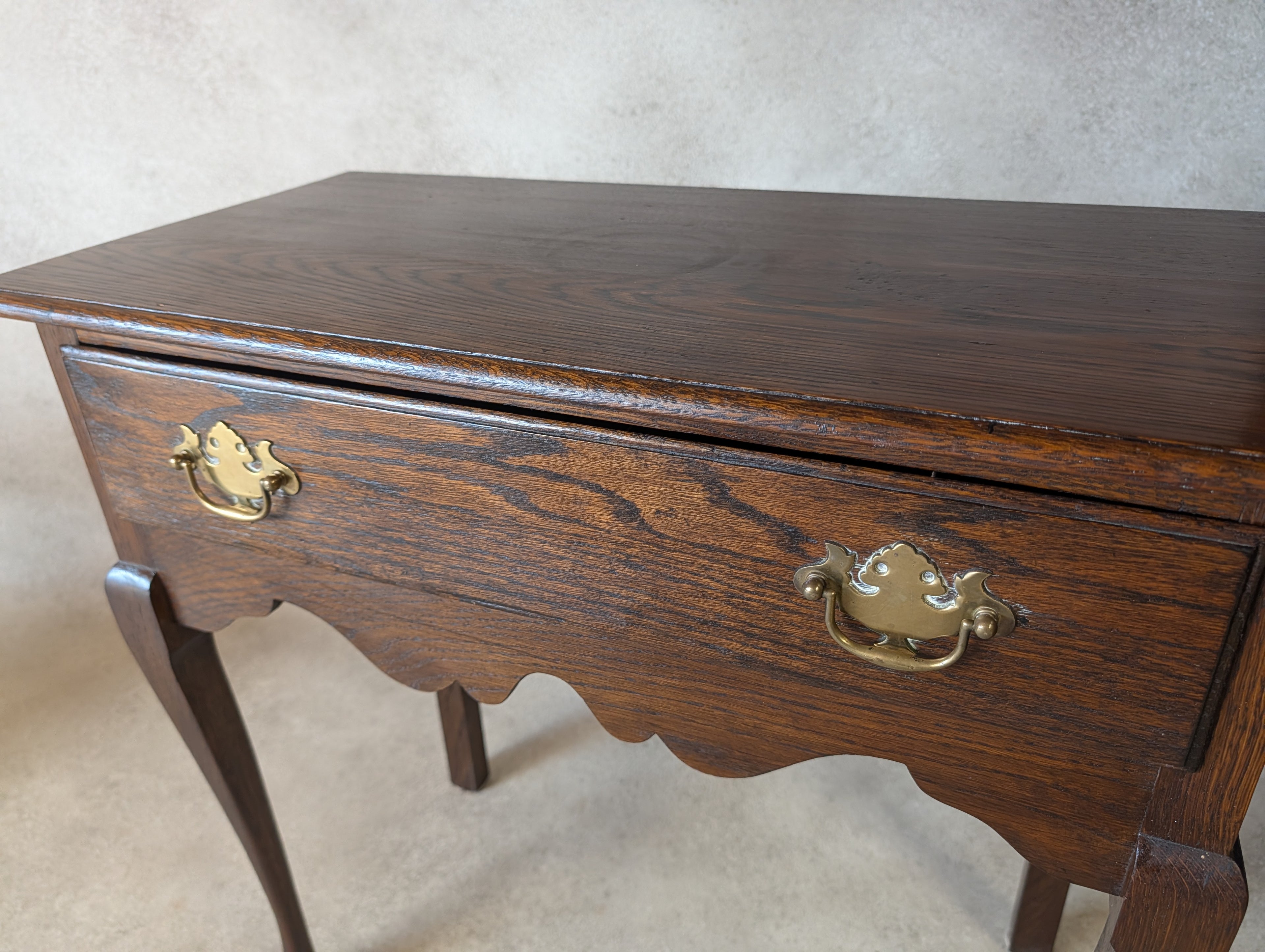 Georgian Style Oak Lowboy Side Table Vintage Queen Anne Style Hall Table