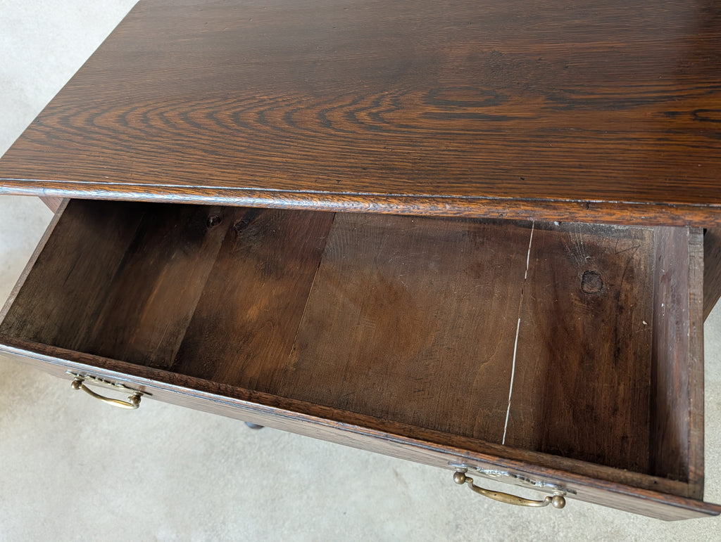 Georgian Style Oak Lowboy Side Table Vintage Queen Anne Style Hall Table