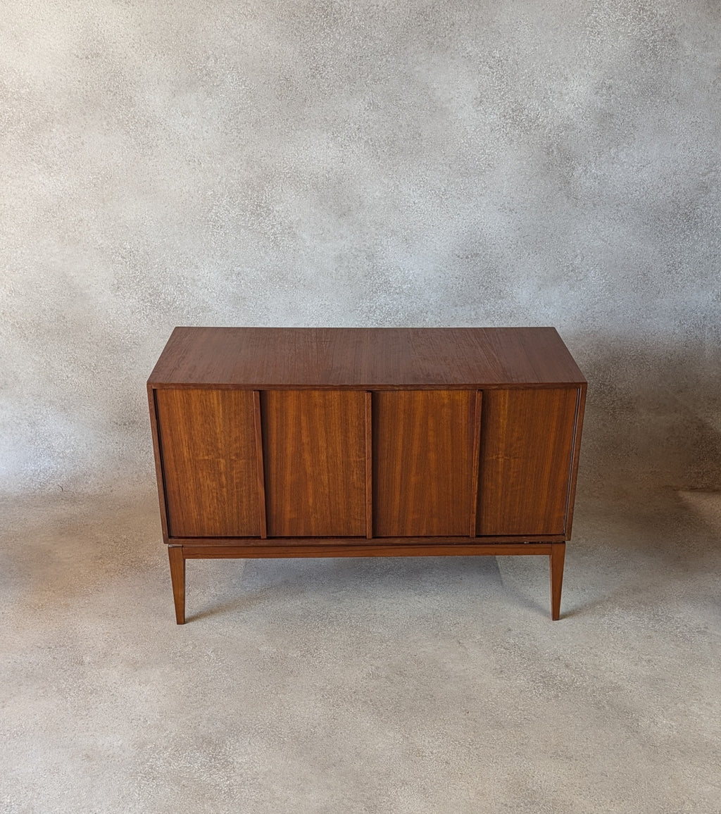 Mid Century Teak Vinyl Record Cabinet With Bi Fold Doors