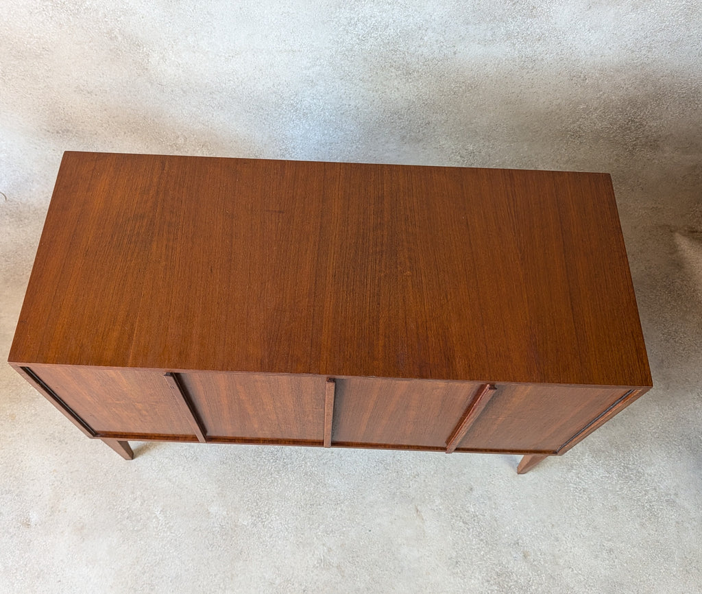 Mid Century Teak Vinyl Record Cabinet With Bi Fold Doors
