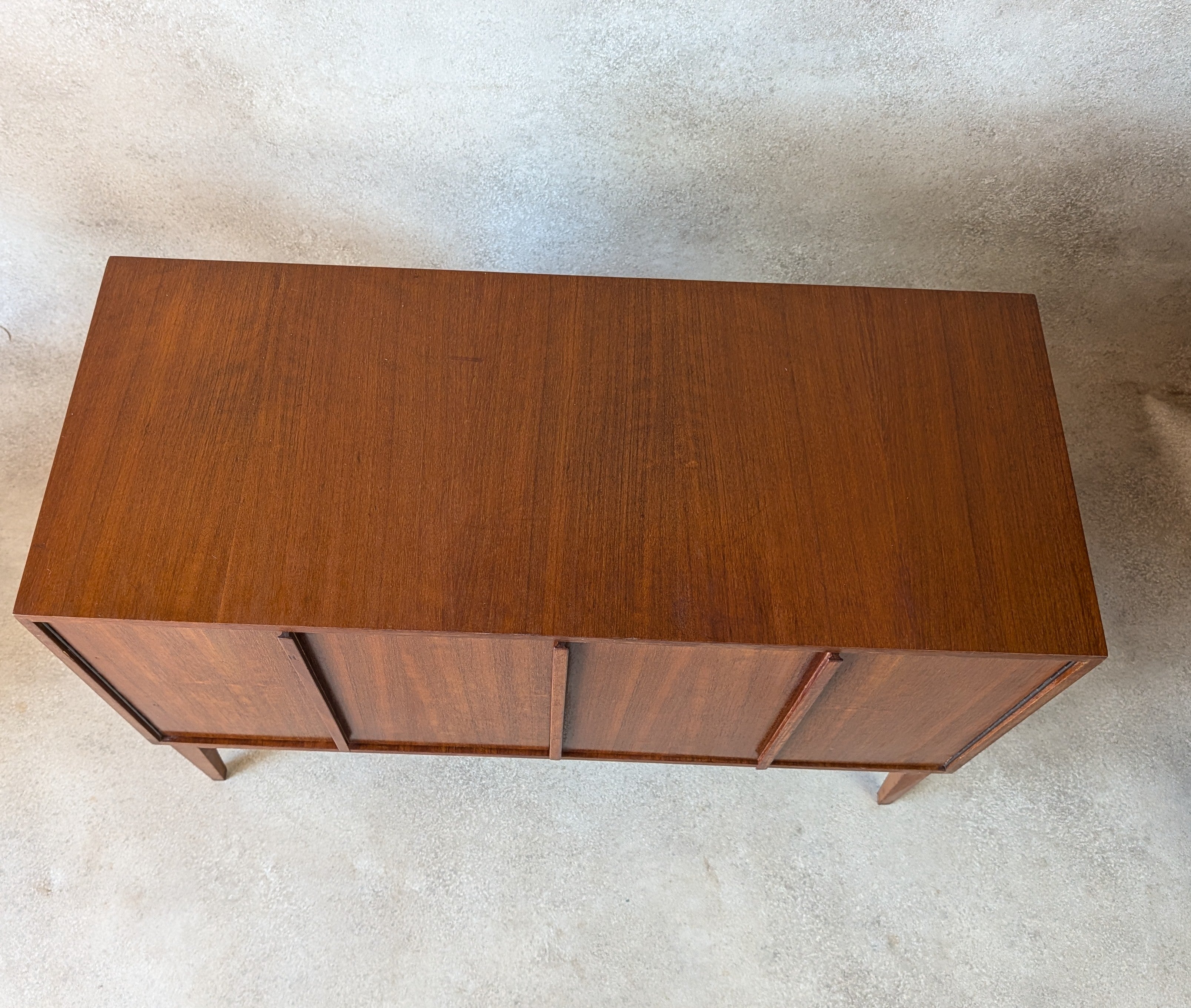 Mid Century Teak Vinyl Record Cabinet With Bi Fold Doors