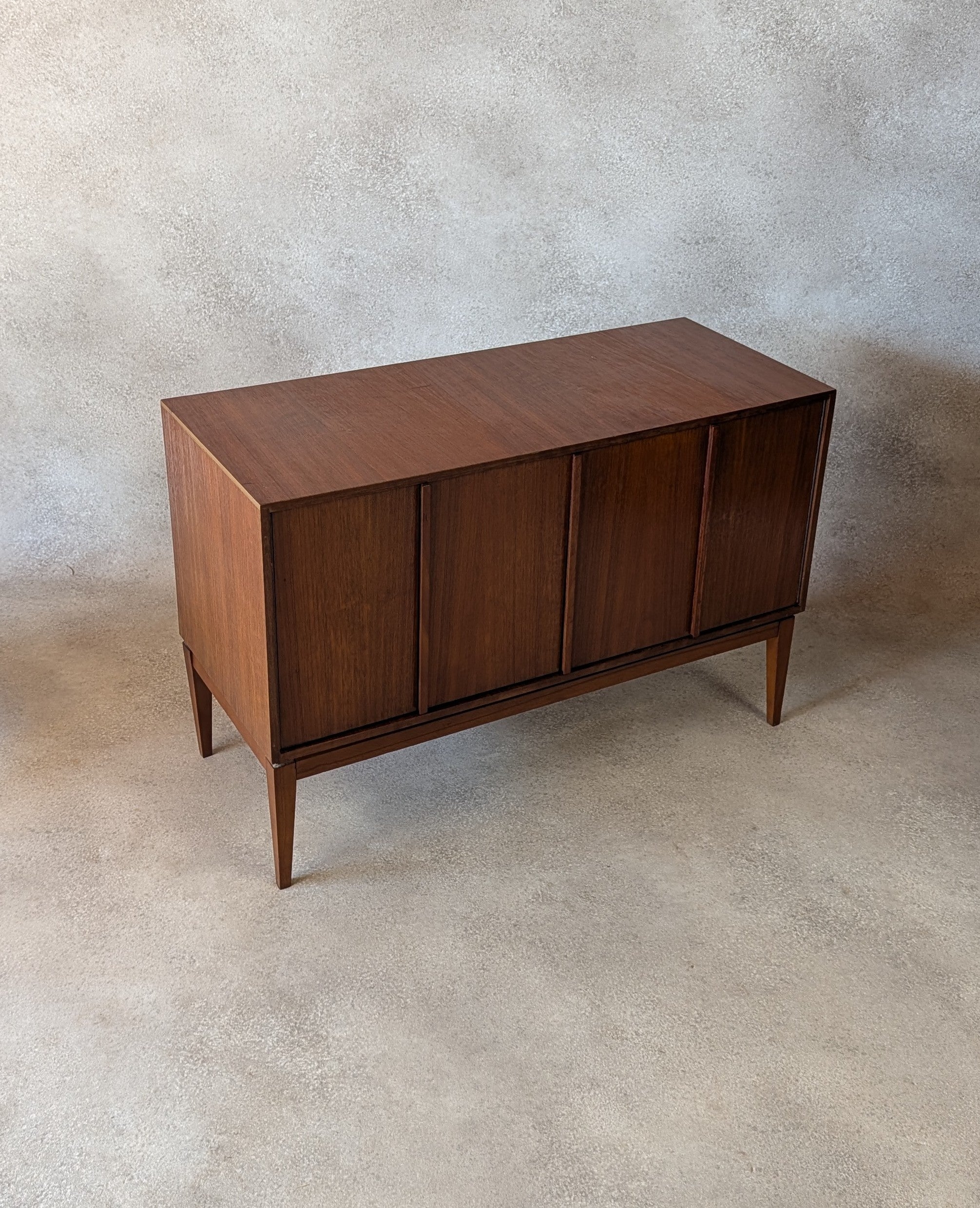 Mid Century Teak Vinyl Record Cabinet With Bi Fold Doors