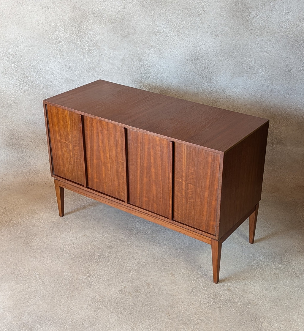 Mid Century Teak Vinyl Record Cabinet With Bi Fold Doors