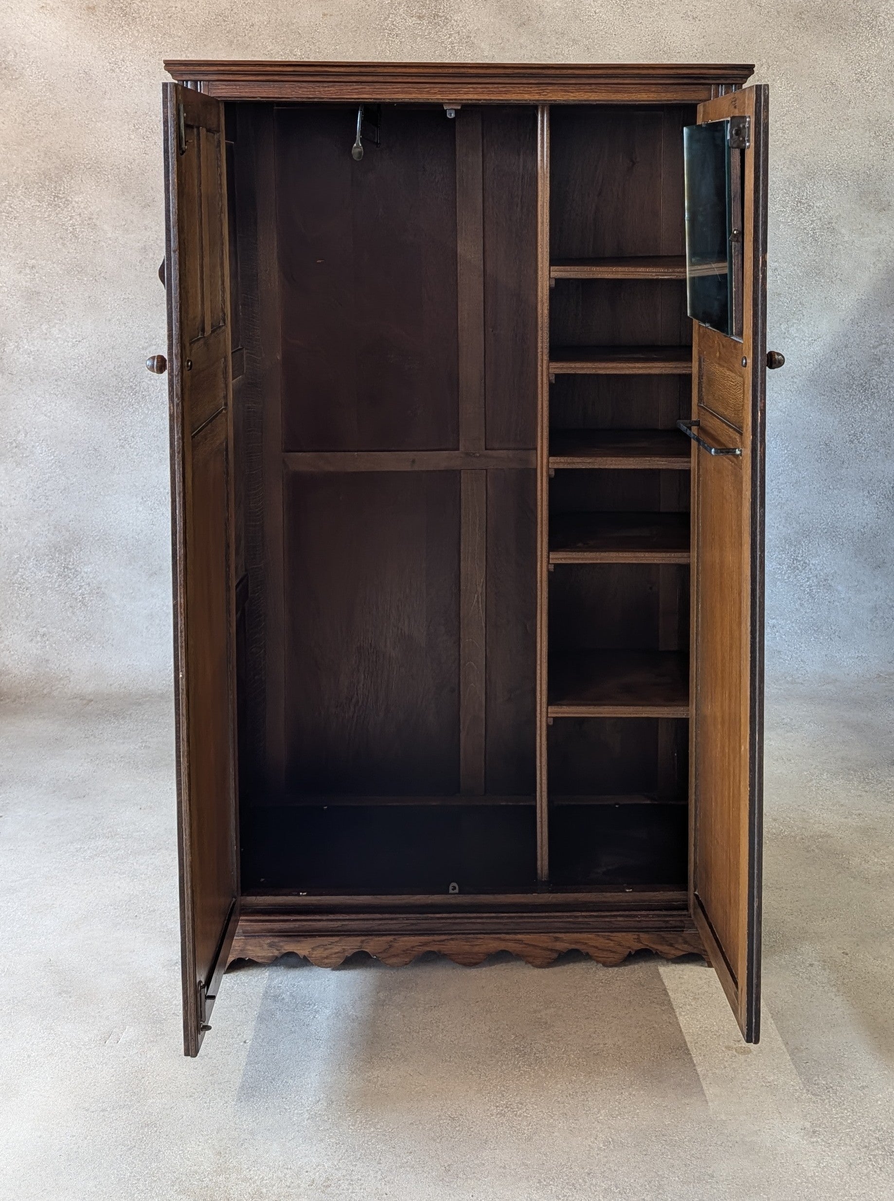 Wood Bros 'Old Charm' Oak Compact Gentleman's Fitted Wardrobe / Hall Robe