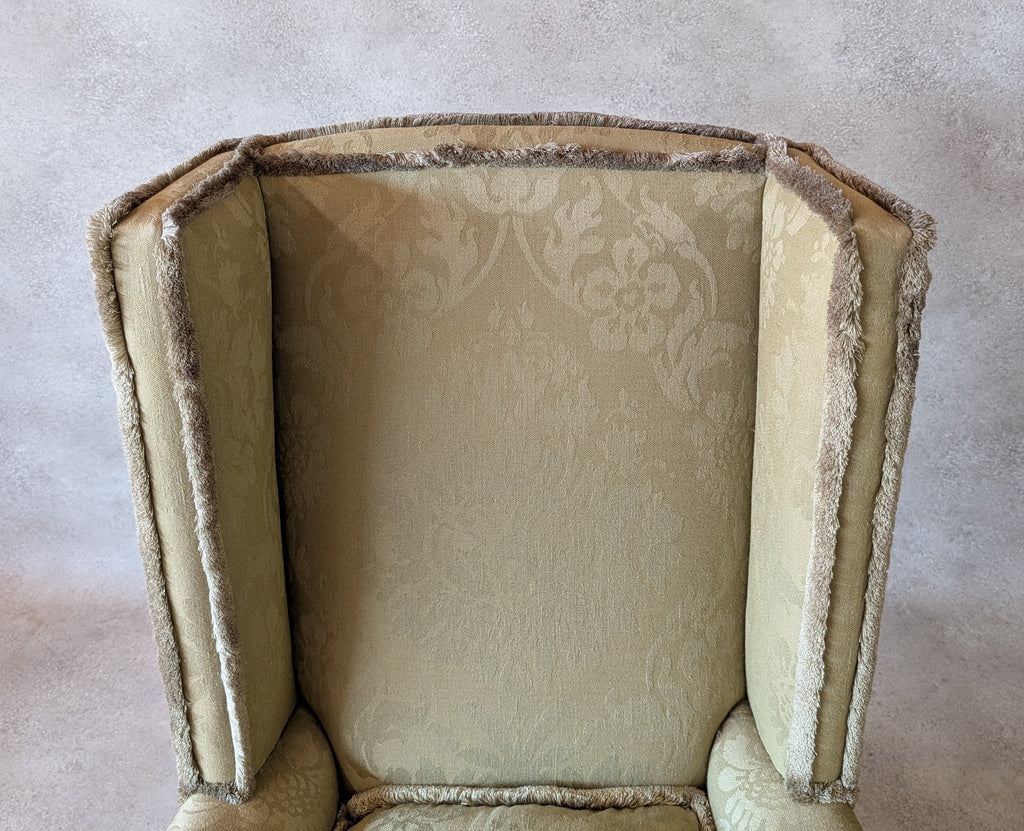 Antique English Country House Style Wingback Chair Queen Anne Style Armchair