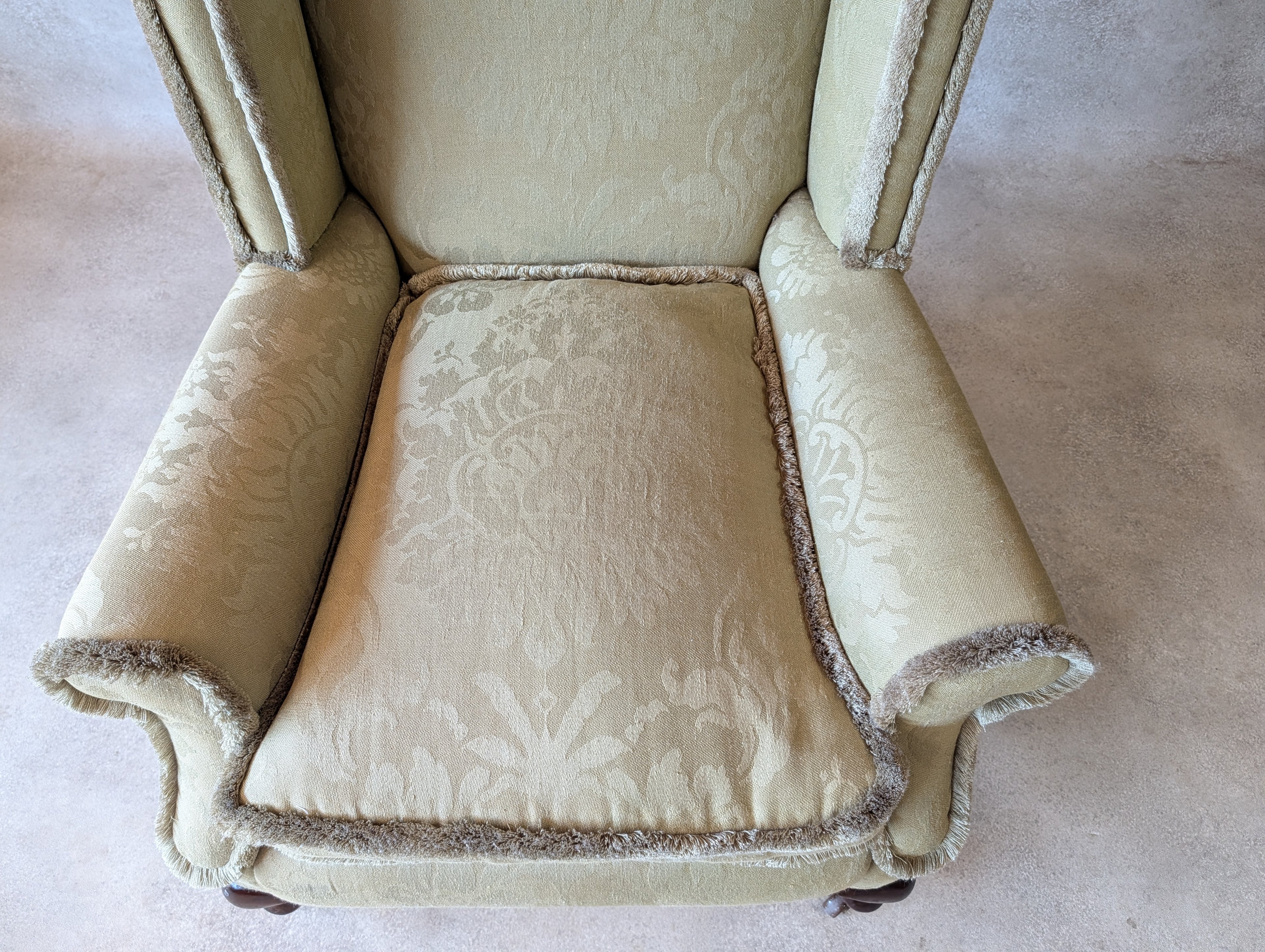 Antique English Country House Style Wingback Chair Queen Anne Style Armchair