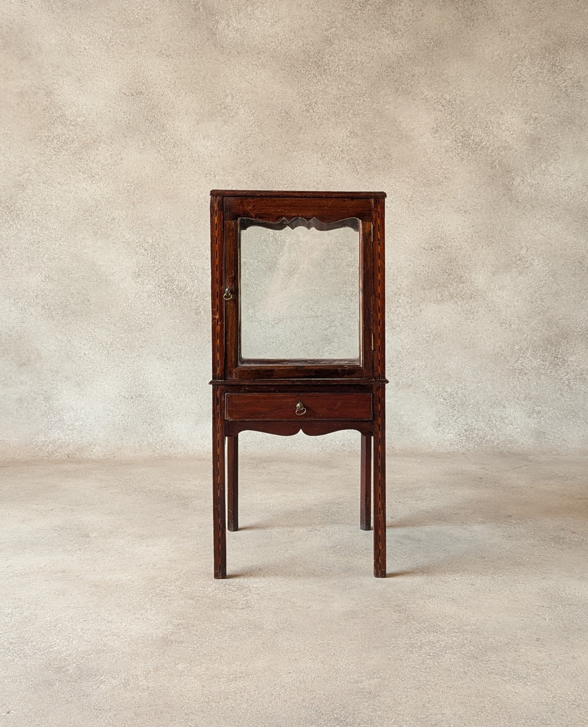Antique Edwardian Mahogany Bijouterie Inlaid Vitrine Display Cabinet C. 1900