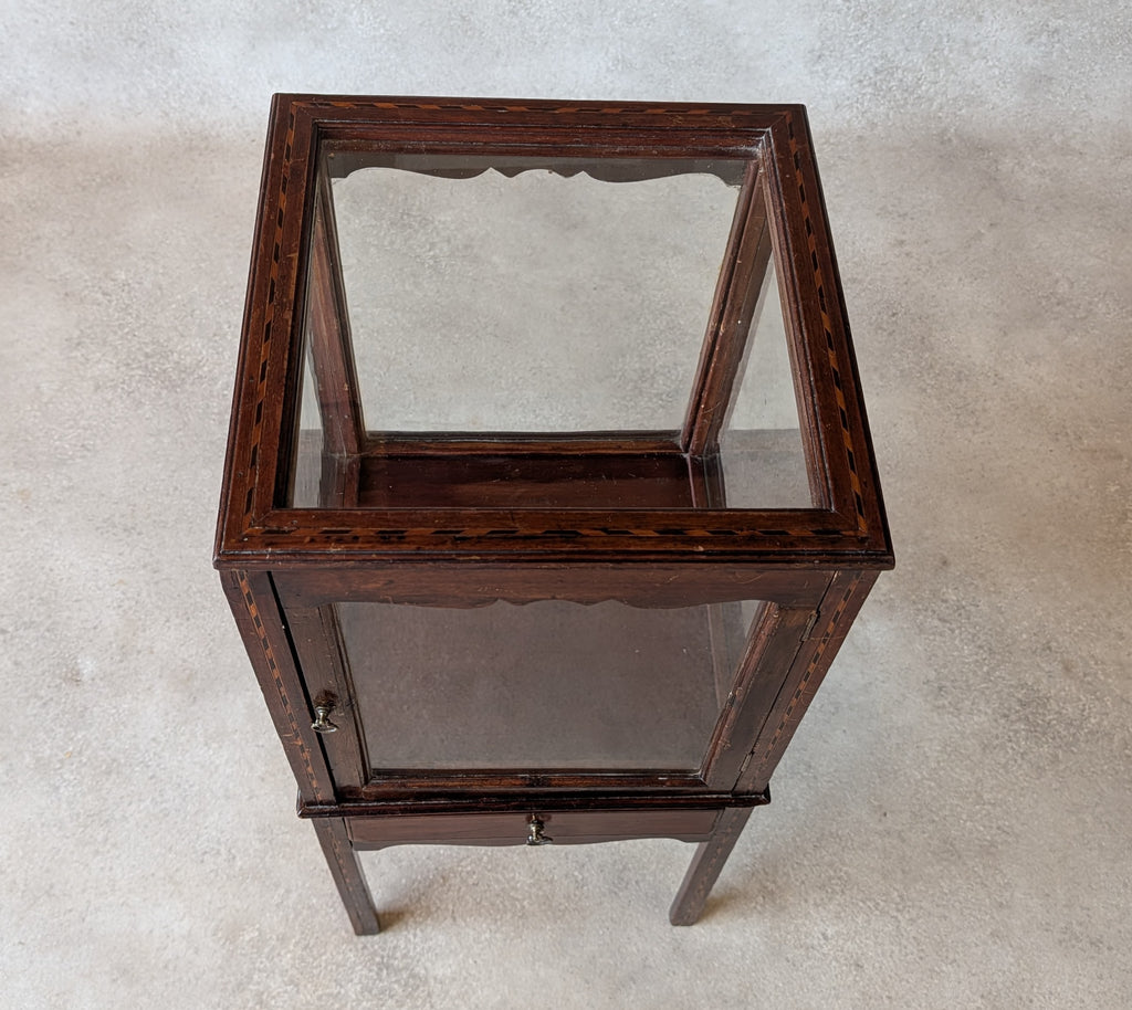 Antique Edwardian Mahogany Bijouterie Inlaid Vitrine Display Cabinet C. 1900