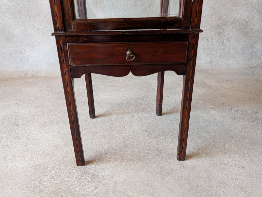 Antique Edwardian Mahogany Bijouterie Inlaid Vitrine Display Cabinet C. 1900