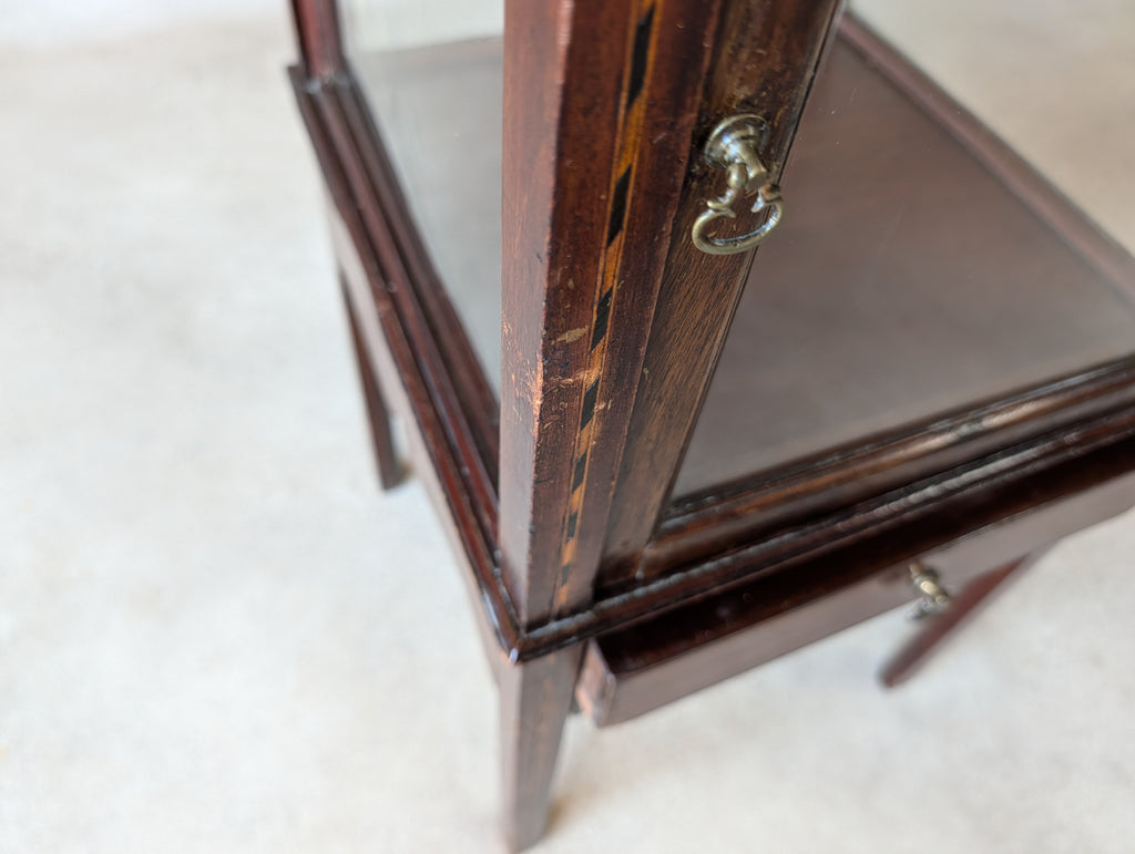 Antique Edwardian Mahogany Bijouterie Inlaid Vitrine Display Cabinet C. 1900