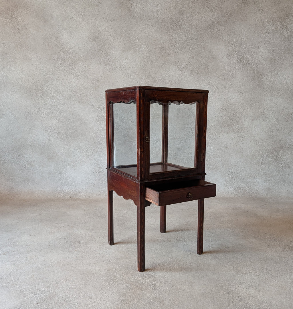 Antique Edwardian Mahogany Bijouterie Inlaid Vitrine Display Cabinet C. 1900