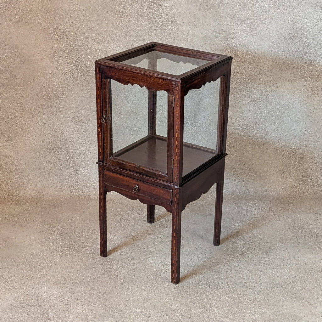 Antique Edwardian Mahogany Bijouterie Inlaid Vitrine Display Cabinet C. 1900