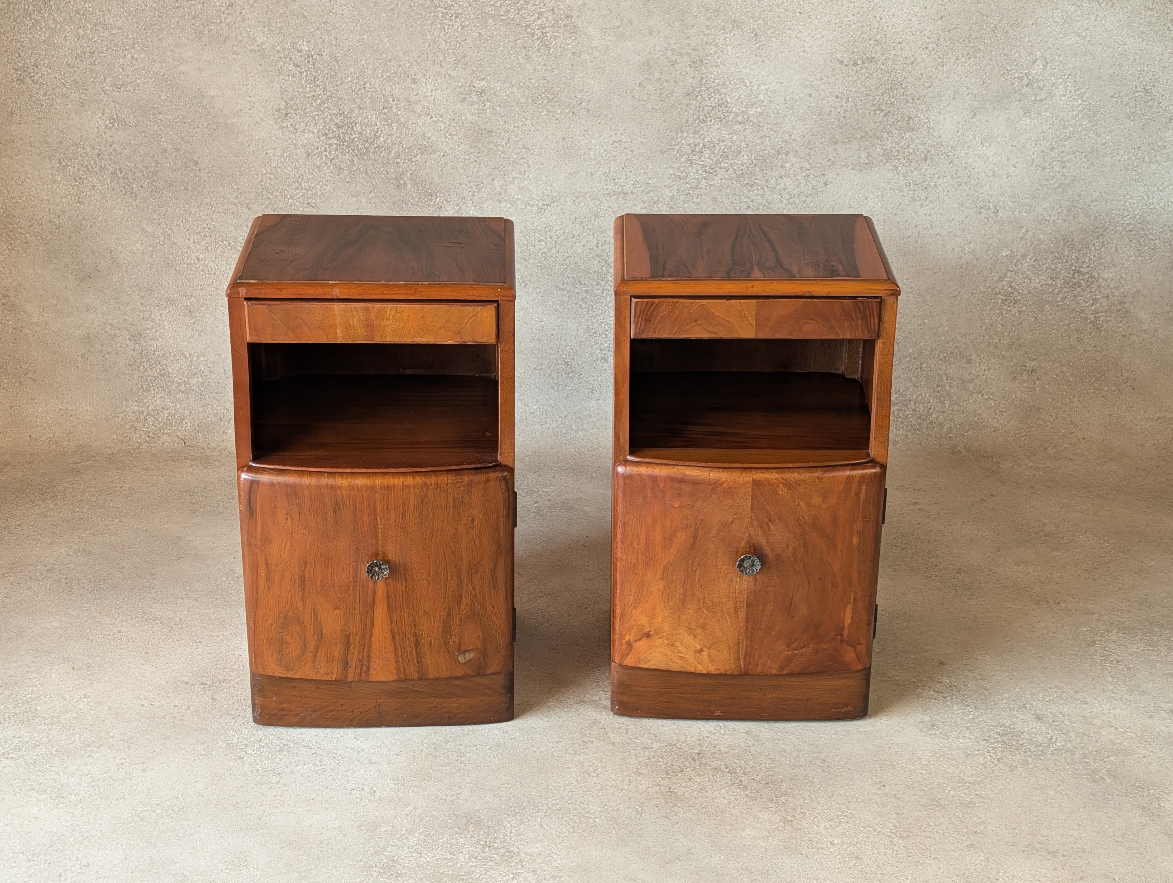 Pair Of Lebus Art Deco Walnut Bedside Cabinets 1930s/40s  Nightstands