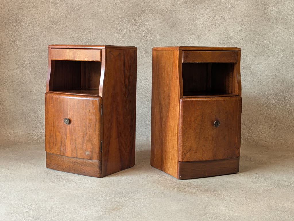 Pair Of Lebus Art Deco Walnut Bedside Cabinets 1930s/40s  Nightstands