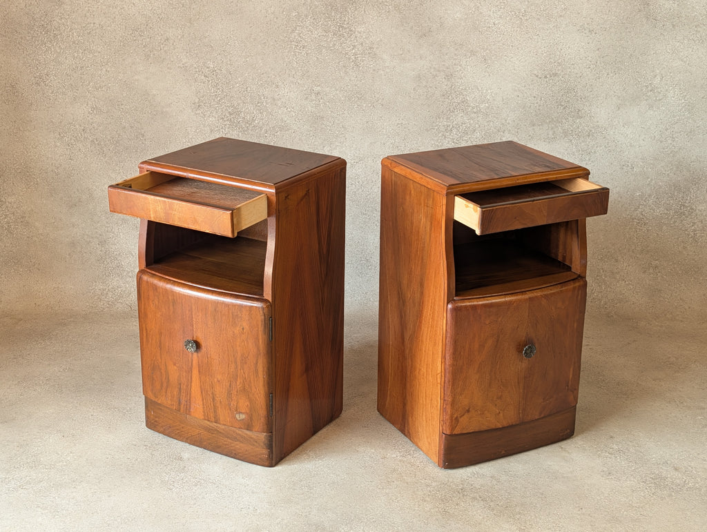 Pair Of Lebus Art Deco Walnut Bedside Cabinets 1930s/40s  Nightstands
