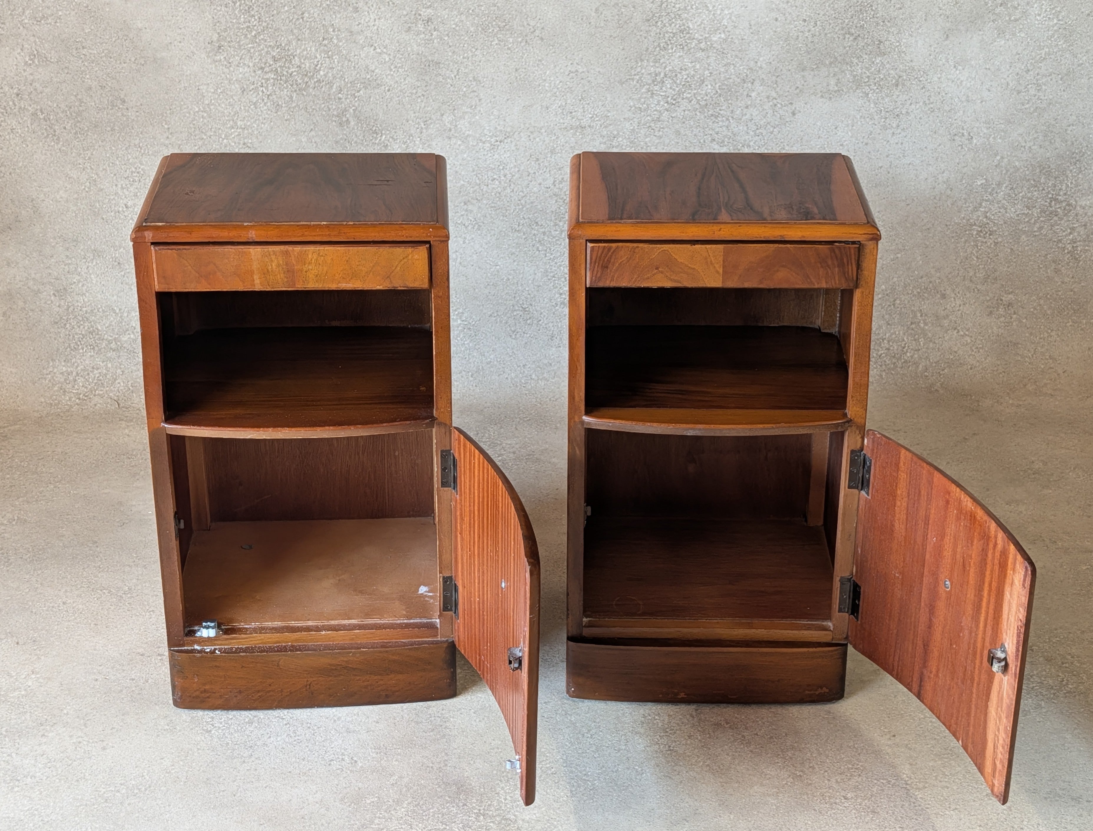 Pair Of Lebus Art Deco Walnut Bedside Cabinets 1930s/40s  Nightstands