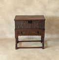 Antique Carved Oak Jacobean Revival / 17th Century Style Bible Box On Stand