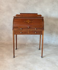 Antique Edwardian Sheraton Style Cylinder Top Desk / Writing Bureau
