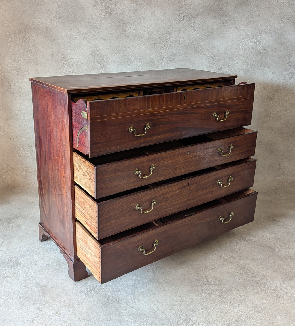 Antique Mahogany George III Secretaire Chest / Georgian Chest Of Drawers