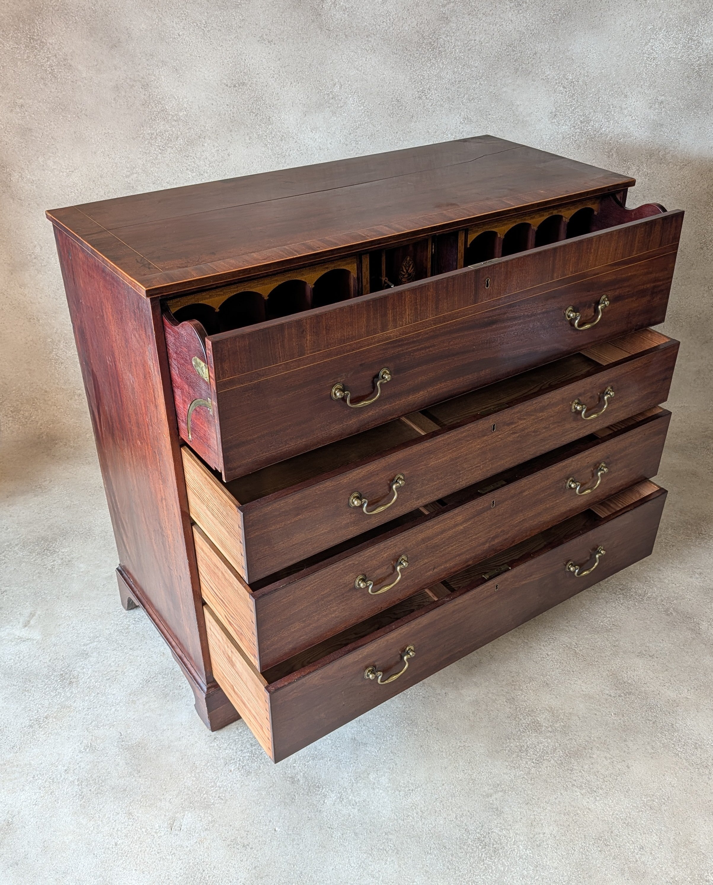 Antique Mahogany George III Secretaire Chest / Georgian Chest Of Drawers