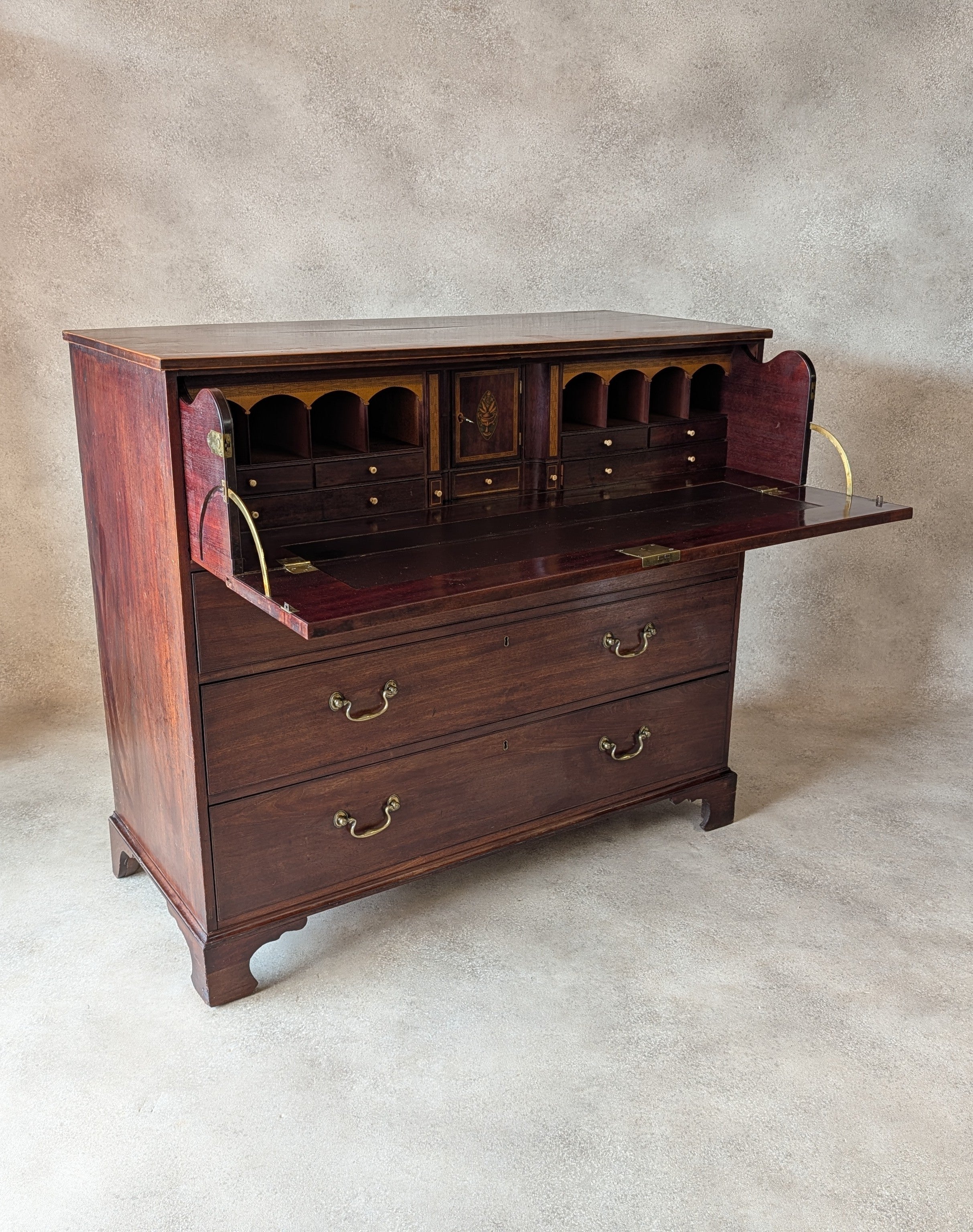 Antique Mahogany George III Secretaire Chest / Georgian Chest Of Drawers