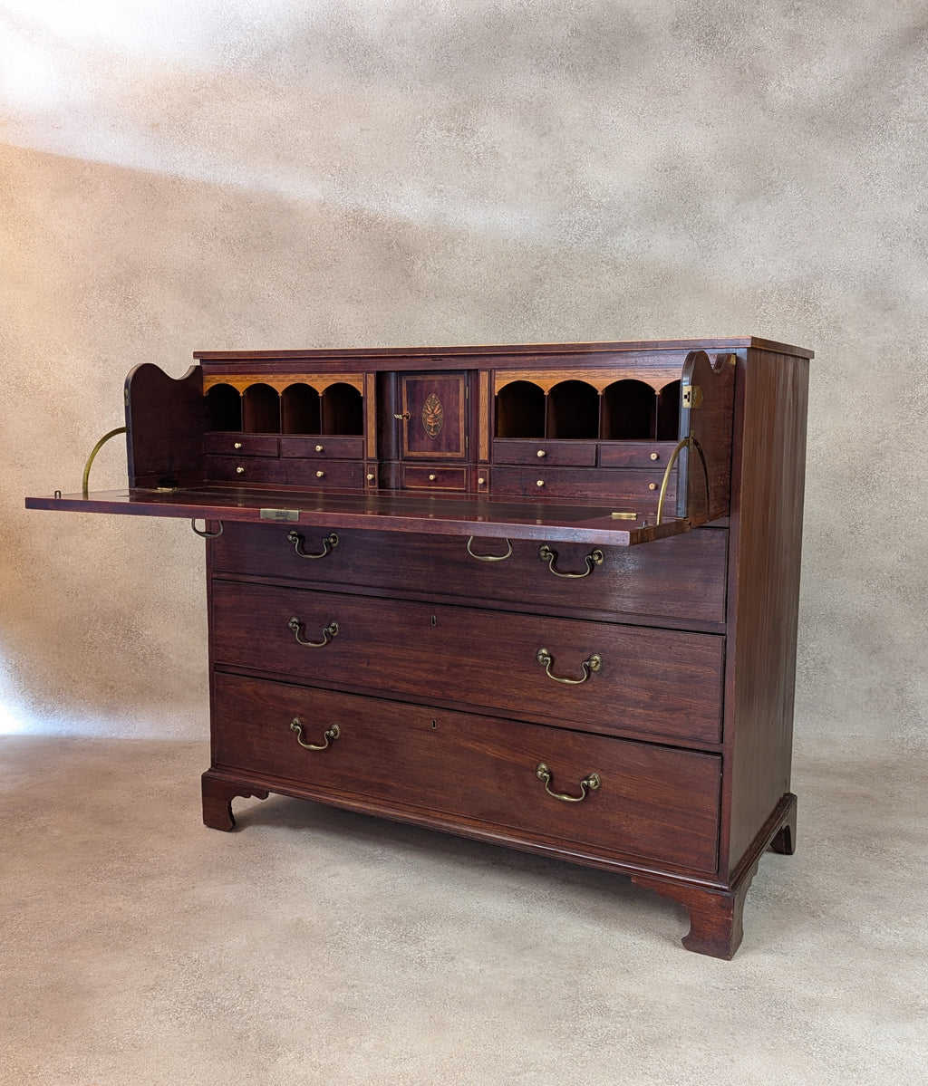Antique Mahogany George III Secretaire Chest / Georgian Chest Of Drawers