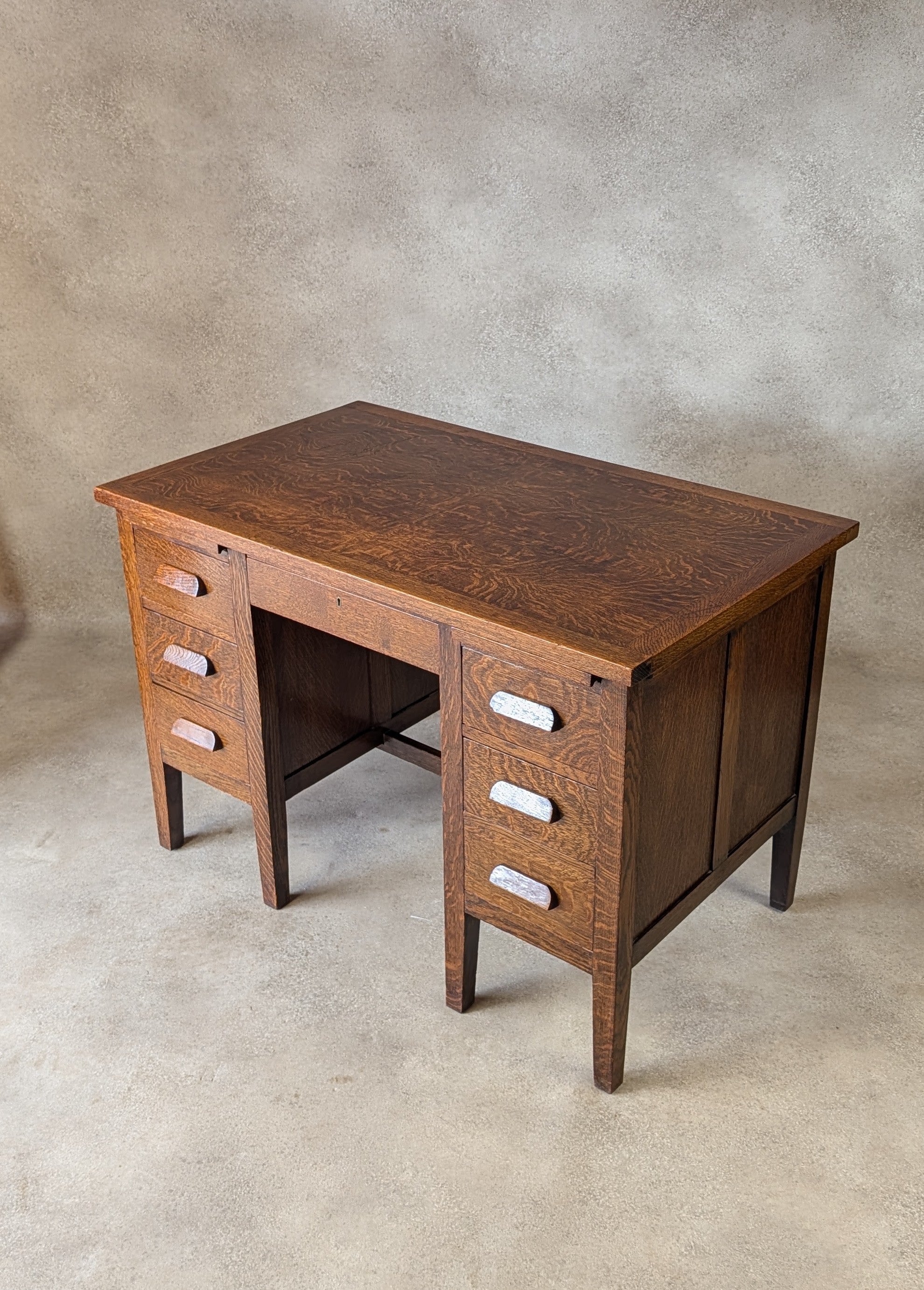 Early 20th Century Vintage Oak Double Pedestal Teachers Desk