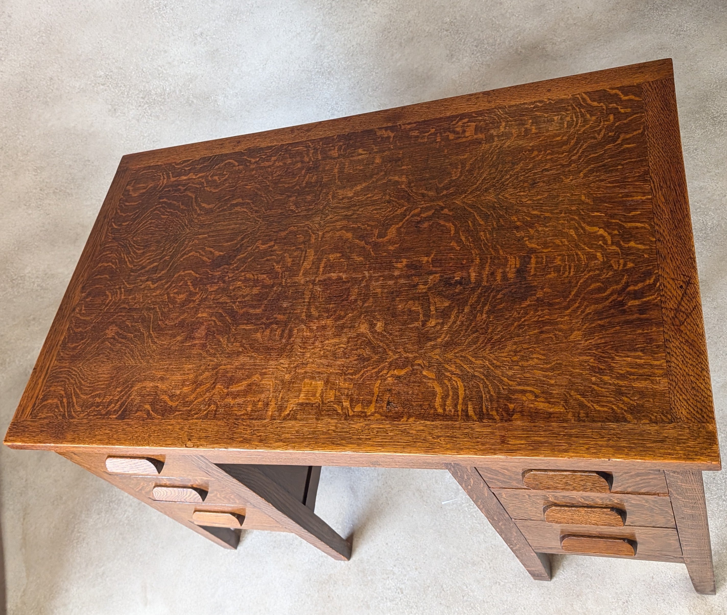 Early 20th Century Vintage Oak Double Pedestal Teachers Desk