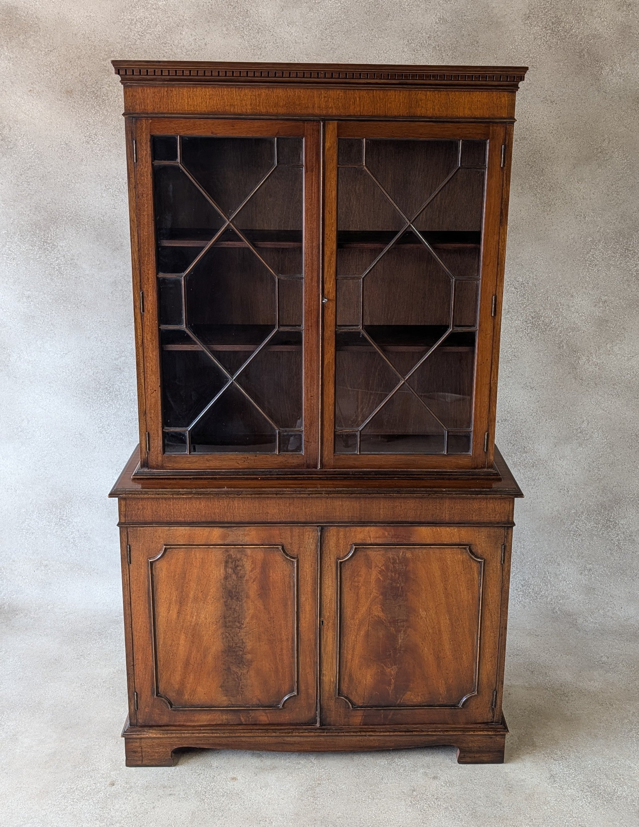 Vintage Georgian Style Astragal Glazed Mahogany Library Bookcase