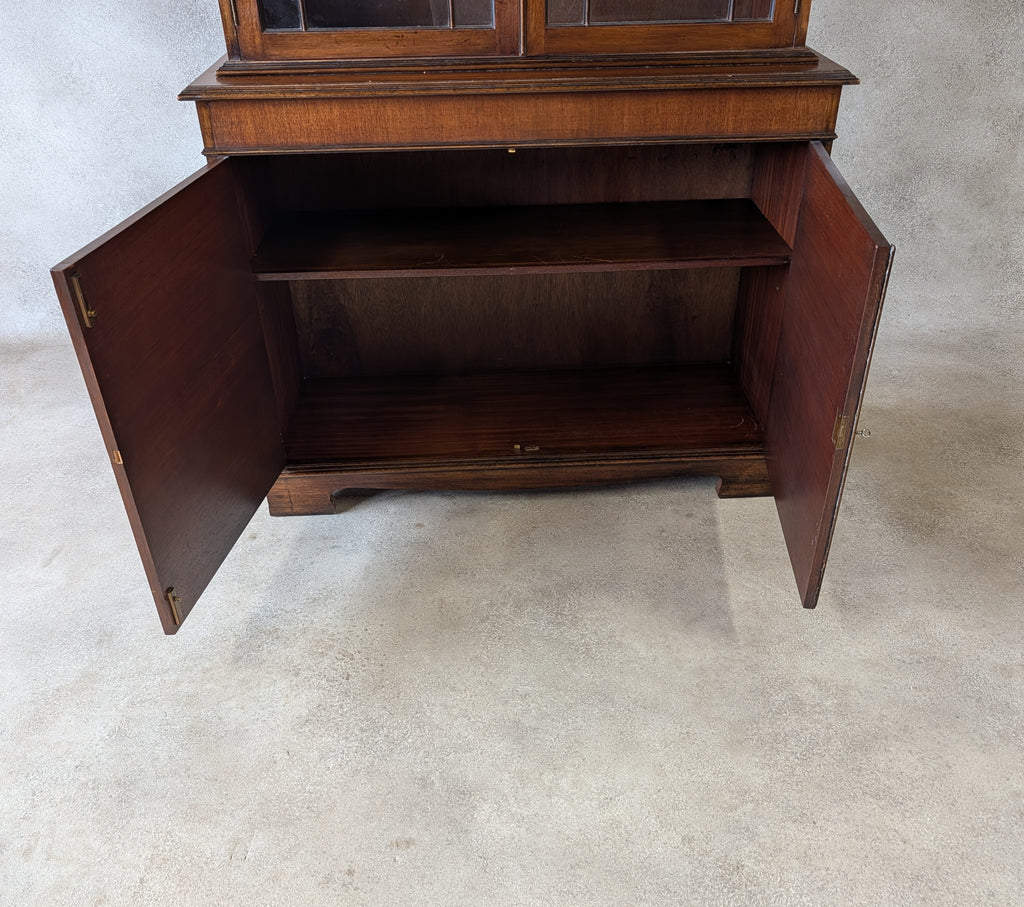 Vintage Georgian Style Astragal Glazed Mahogany Library Bookcase