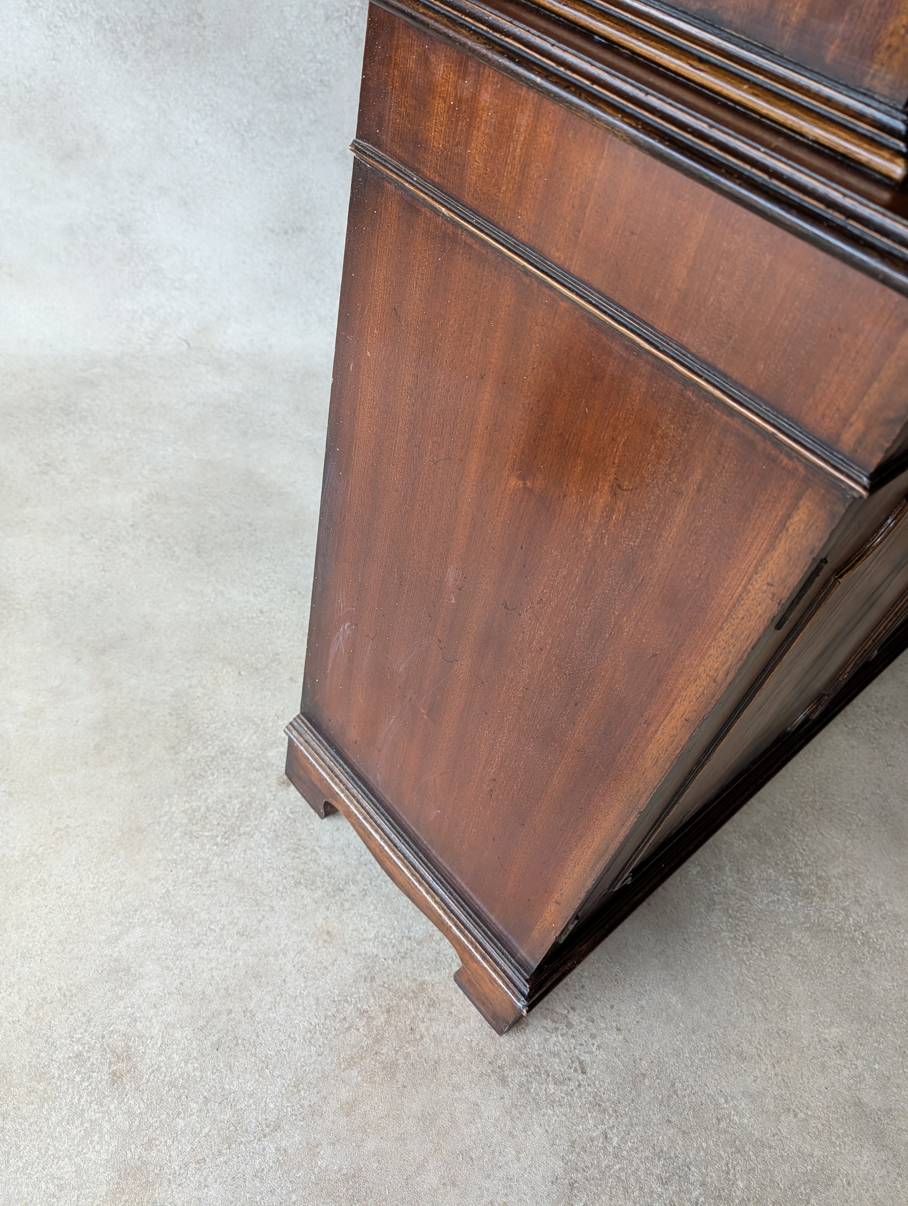 Vintage Georgian Style Astragal Glazed Mahogany Library Bookcase