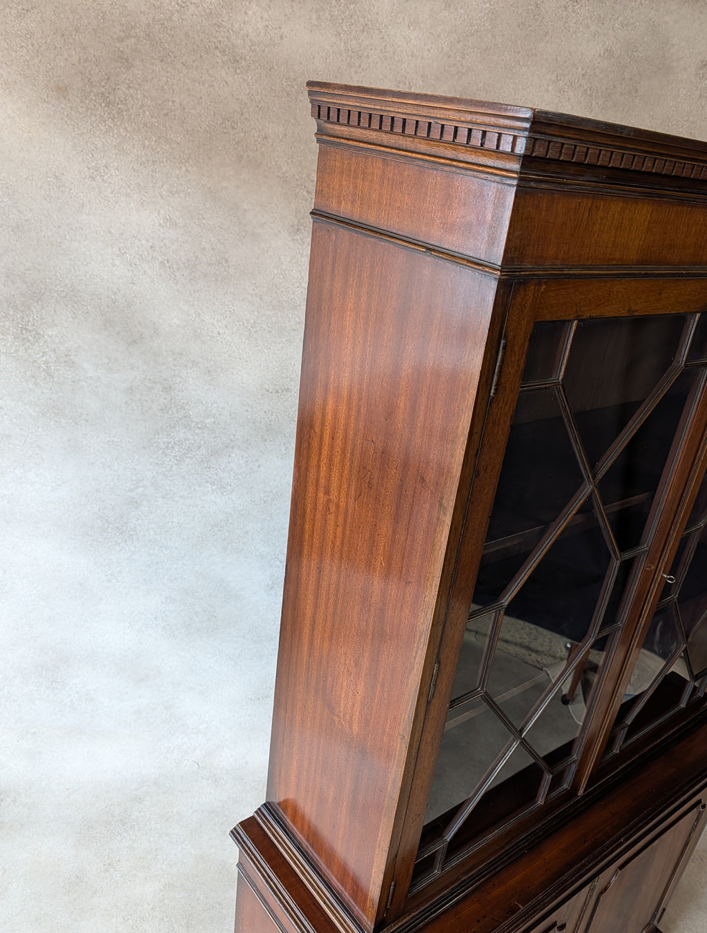 Vintage Georgian Style Astragal Glazed Mahogany Library Bookcase