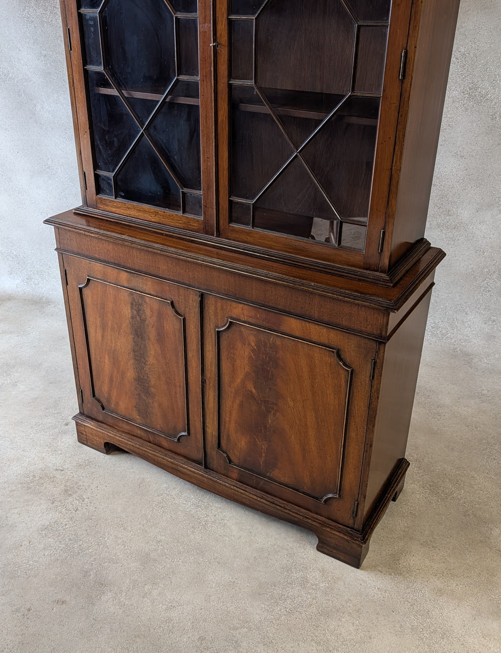 Vintage Georgian Style Astragal Glazed Mahogany Library Bookcase