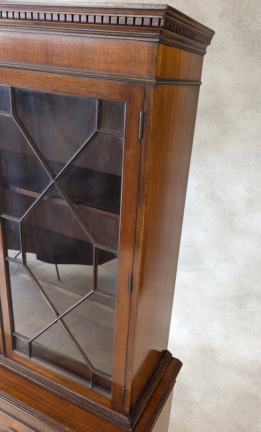 Vintage Georgian Style Astragal Glazed Mahogany Library Bookcase