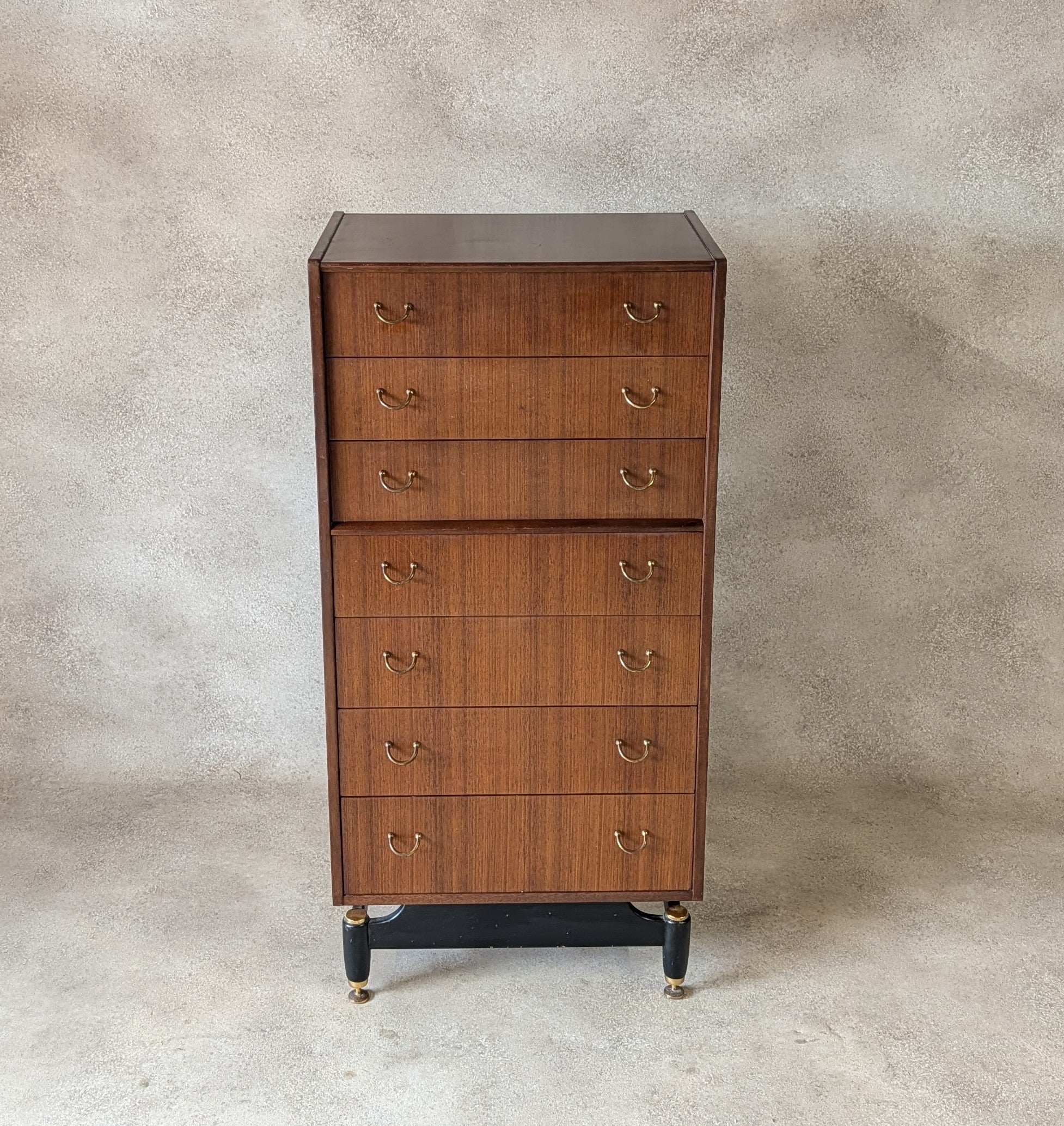 Mid Century G Plan Librenza Tola Wood Chest Of Drawers / Tallboy 1950s