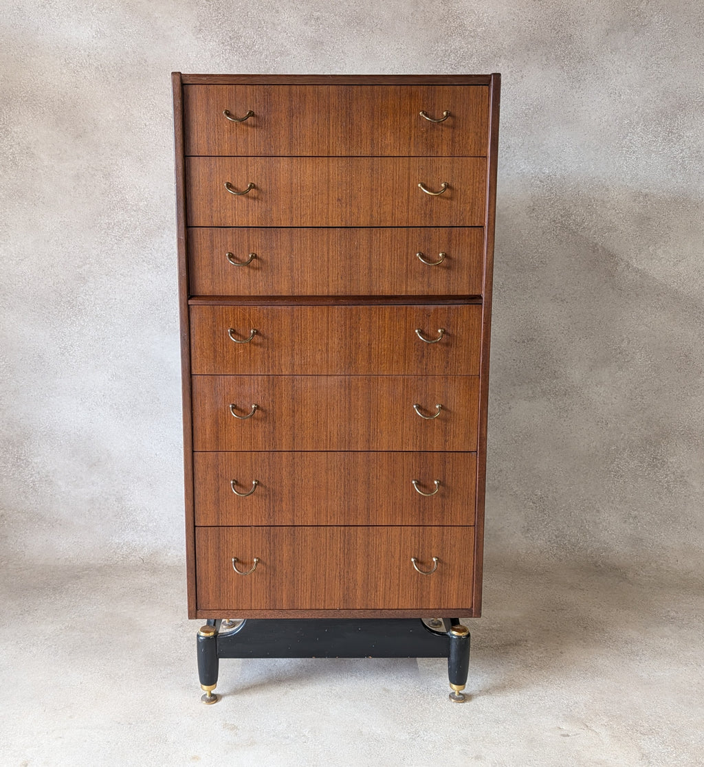 Mid Century G Plan Librenza Tola Wood Chest Of Drawers / Tallboy 1950s