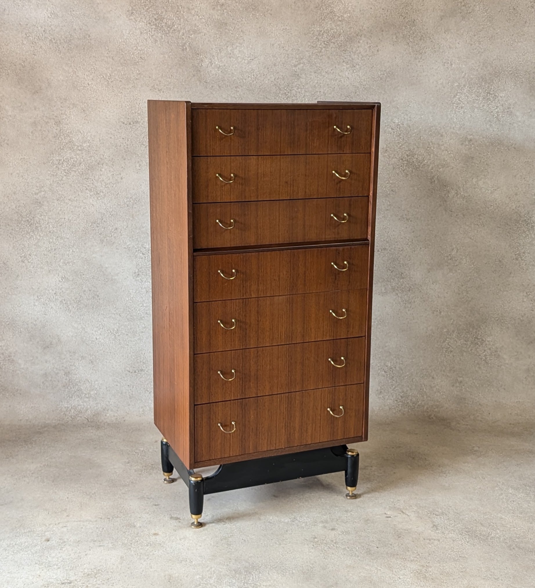 Mid Century G Plan Librenza Tola Wood Chest Of Drawers / Tallboy 1950s