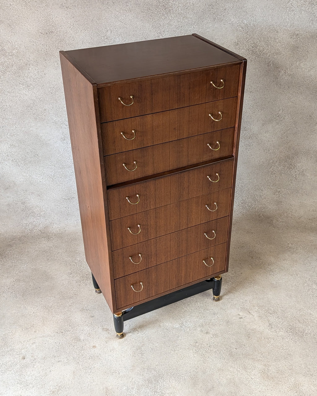 Mid Century G Plan Librenza Tola Wood Chest Of Drawers / Tallboy 1950s