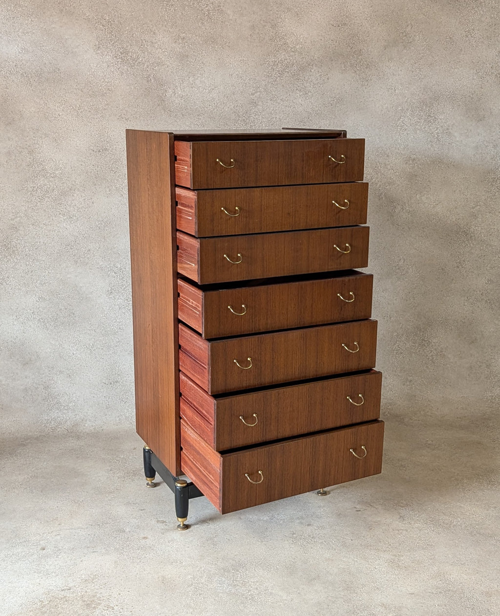 Mid Century G Plan Librenza Tola Wood Chest Of Drawers / Tallboy 1950s