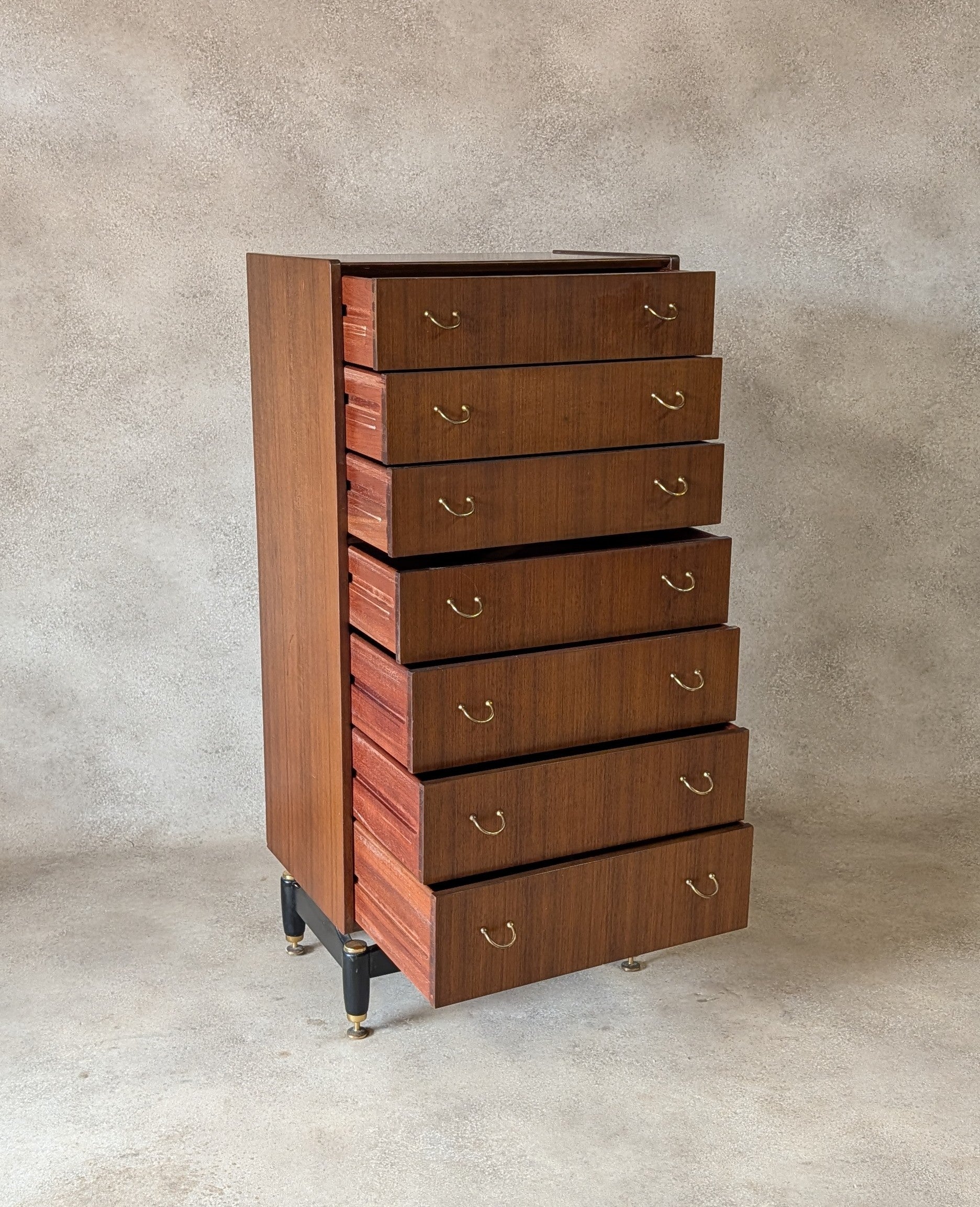 Mid Century G Plan Librenza Tola Wood Chest Of Drawers / Tallboy 1950s