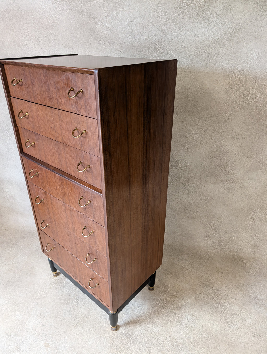 Mid Century G Plan Librenza Tola Wood Chest Of Drawers / Tallboy 1950s